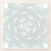 緑及び白いSucculent ガラスコースター (裏面)