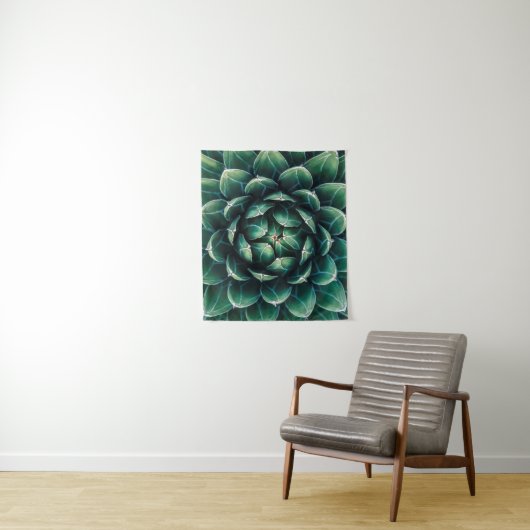 緑及び白いSucculent タペストリー (インサイチュ)