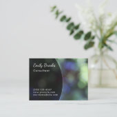 緑及び紫色の《写真》ぼけ味上の黒いカーブ 名刺 (スタンド正面)