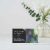 緑及び紫色の《写真》ぼけ味上の黒いカーブ 名刺 (スタンド正面)