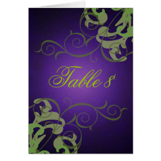 緑及び紫色スクロールテーブルカード