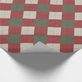 緑及び赤いお祝いのアーガイル柄のな格子縞パターン ラッピングペーパー (角)