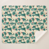 緑及び赤いサボテンパターン シェルパブランケット (正面(横))