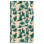 緑及び赤いサボテンパターン スモールペーパーバッグ (裏面)