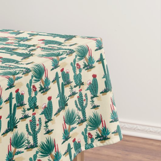 緑及び赤いサボテンパターン テーブルクロス (インサイチュ)