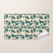 緑及び赤いサボテンパターン バスタオルセット (ハンドタオル)