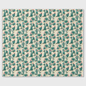 緑及び赤いサボテンパターン ラッピングペーパー (フラット)