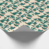 緑及び赤いサボテンパターン ラッピングペーパー (角)