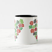 緑及び赤いバラの花のコーヒー・マグ ツートーンマグカップ (中央)