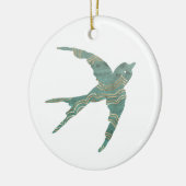 緑及び金ゴールドのつばめ セラミックオーナメント (左)