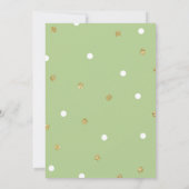 緑及び金ゴールドのグリッターのOhベビーシャワー 招待状 (裏面)