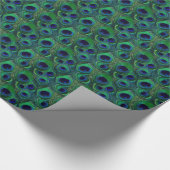 緑及び青の孔雀の羽のギフトの包装紙 ラッピングペーパー (角)