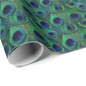 緑及び青の孔雀の羽のギフトの包装紙 ラッピングペーパー (ロールコーナー)