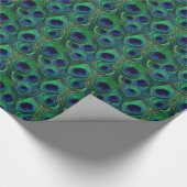 緑及び青の孔雀の羽のギフトの包装紙 ラッピングペーパー (角)