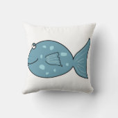 緑及び青の幸せな魚のリバーシブルの枕 クッション (裏面)