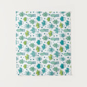 緑及び青の水彩画のSucculentパターン タペストリー (正面)