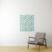緑及び青の水彩画のSucculentパターン タペストリー (インサイチュ)