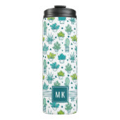 緑及び青の水彩画のSucculentパターン タンブラー (正面)