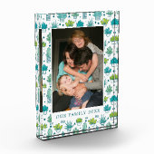 緑及び青の水彩画のSucculentパターン フォトブロック (左)