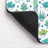緑及び青の水彩画のSucculentパターン マウスパッド (コーナー)