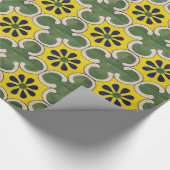 緑及び黄色のタラベラのタイル ラッピングペーパー (角)