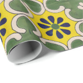 緑及び黄色のタラベラのタイル ラッピングペーパー (ロールコーナー)
