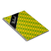 緑及び黄色のドル記号($)の縞模様 ノートブック (右側)