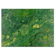 緑及び黄色|の抽象的なガラスまな板