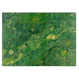 緑及び黄色|の抽象的なガラスまな板 カッティングボード