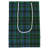 緑名門私立校風のと青の格子模様モノグラム ミディアムペーパーバッグ (裏面)