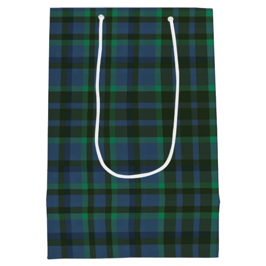 緑名門私立校風のと青の格子模様モノグラム ミディアムペーパーバッグ (裏面)