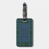 緑名門私立校風のと青の格子模様モノグラム ラゲッジタグ (裏面縦)