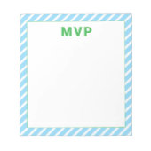 緑名門私立校風のと青ストライプのパーソナライズされたモダン ノートパッド (正面)