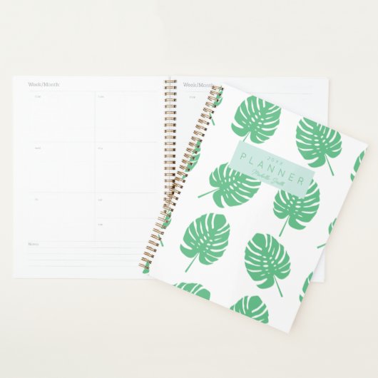 緑名門私立校風ののトロピカルモンスタ葉ーズパーソナライズされた プランナー手帳 (ディスプレー)
