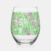 緑名門私立校風のキリン花ピンク緑 ステムなしワイングラス (裏面)