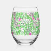 緑名門私立校風のキリン花ピンク緑 ステムなしワイングラス (左)