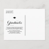 緑名門私立校風の水色オーバーレイ写真卒業 案内ポストカード (裏面)