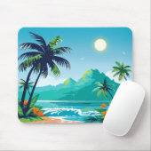 緑図解入りの、写真付きの熱帯島 マウスパッド (マウス)