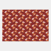 緑図解入りの、写真付きの茶色の赤いクリスマスのモチーフ ラッピングペーパーシート (正面2)