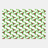 緑図解入りの、写真付きの茶色の赤いクリスマスのモチーフ ラッピングペーパーシート (正面)