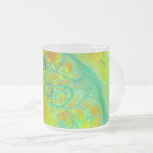 緑土-ティール（緑がかった色）及び金ゴールドの潮 フロストグラスマグカップ (正面右)