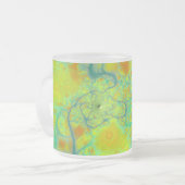 緑土-ティール（緑がかった色）及び金ゴールドの潮 フロストグラスマグカップ (正面左)