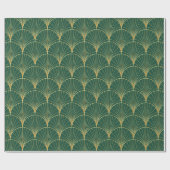 緑地にヤシの葉模様 – アートデコ ラッピングペーパー (フラット)