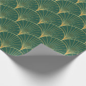緑地にヤシの葉模様 – アートデコ ラッピングペーパー (角)