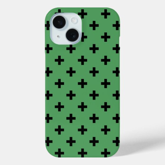 緑地に黒い水玉クロス Case-Mate iPhoneケース (裏面)