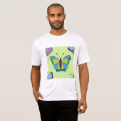緑地のつぎはぎチョウ模様 Tシャツ (正面フル)