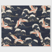 緑地のヴィンテージスタイルのコウノトリ ラッピングペーパー (フラット)