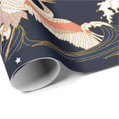 緑地のヴィンテージスタイルのコウノトリ ラッピングペーパー (ロールコーナー)