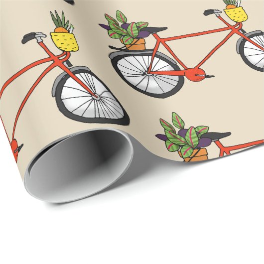 緑地付き赤い自転車 ラッピングペーパー (ロールコーナー)