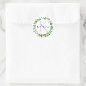 緑多肉性リース茎葉水彩モノグラム ラウンドシール (バッグ)